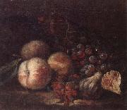 unknow artist Still life of peaches,figs and grapes oil on canvas